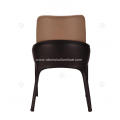 Italian minimalist brown and black leather armest chairs